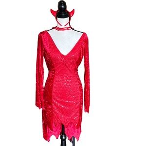 Cute Little Costume Devil Dress with Tail and Horns Size 12-14. Halloween 🎃